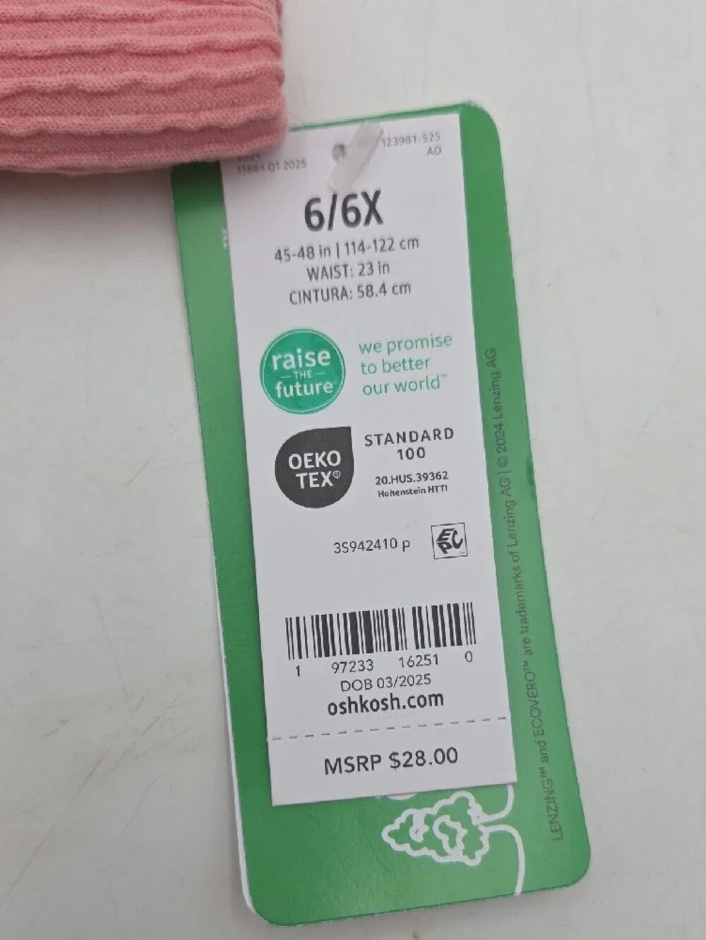 Girls' OshKosh B'gosh Pink Ribbed Knit Skirt Size 6/6X